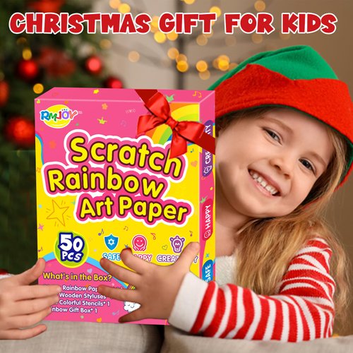 RMJOY Rainbow Scratch Art for Kids: Easter Basket Stuffers Gifts for Kids 60pcs Magic Art Craft Scratch Off Paper Supplies for Age 3-12 Girl Teen Toy Game for Valentines Birthday Gifts |Party Favor