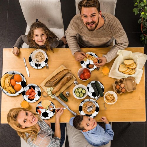 96PCS Soccer Party Supplies Football Birthday Party Tableware Sets Includes Soccer Theme Paper Plates Napkins Forks for Birthday Party World Cup Serves 24 Guests