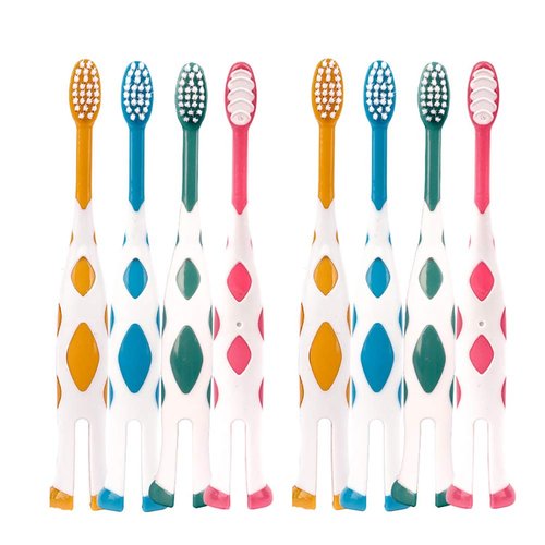 newrichbee 8 Packs Kids Toothbrush, Extra Soft Lovely Little Deer Toddler Toothbrush for Kids 2-8 Years (Pink&Orange&Blue&Green)