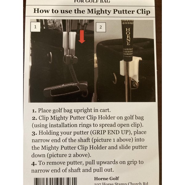 Horne Golf Mighty Putter Clip Holder for The Golf Bag