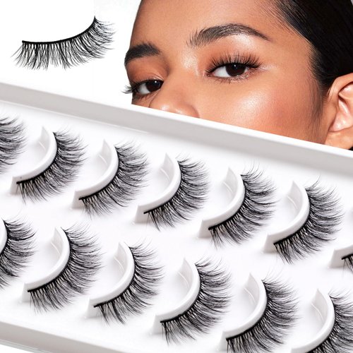 Hermosa Newport Nectar, 3D Faux Mink Lashes of Hermosa, Vegan Mink Materials, 10-Pair Pack in one box, Black Cotton Band with Light weight Hair, Reusable for 20 times each pair HMN12-1