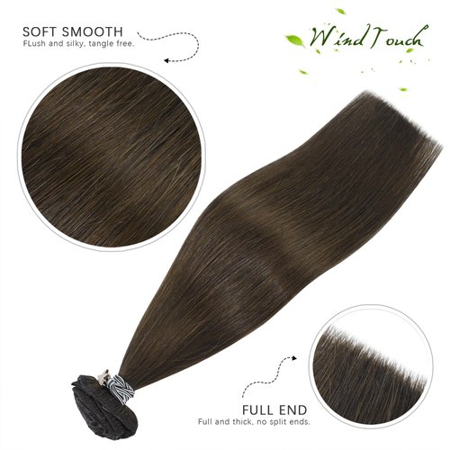 WindTouch Clip in Hair Extensions Real Human Hair #4 Medium Brown 12Inch 70g Human Hair Clip in Extensions Soft & Natural Straight Brown Hair Extensions for Women