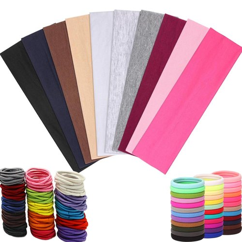 ARQSER Headbands for Women,Non Slip 10PCS Fashion Sports Hair Bands for Women's Hair,200 Colors Fashion Headbands,Soft Cotton Cloth Stretchy Headbands for Women for Workout Yoga Running Spa Makeup