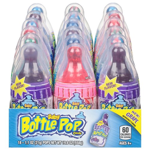 Baby Bottle Pop Party 18 Count Variety Pack Individually Wrapped Lollipops w/ Powdered Sugar Dip In Assorted Fruity Flavors - Bulk Summer Candy For Pool Parties, 4th of July Celebrations & Summer Fun
