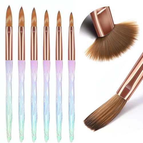 MAGIC ARMOR Nail Art Brushes Set,6PCS Professional Acrylic Nail Brushes for Acrylic Application A...