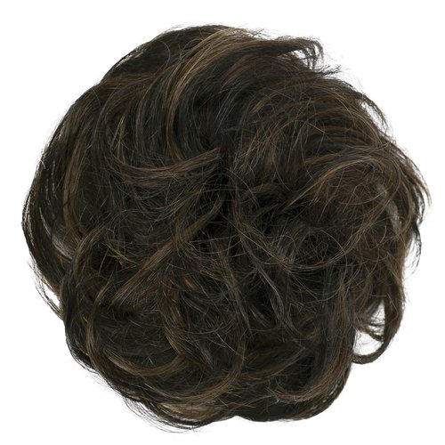 CAISHA 100% HUMAN HAIR Scrunchie Hair Piece Updo Braid Hair Scrunchy Messy Bun Dark Brown Mix H312i