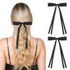 WantGor Hair Clips, Women Tassel Ribbon Bowknot Hair Bows Clip Ponytail Holder Hair Accessories Hair Ribbon Ties with Long Tail (Black)
