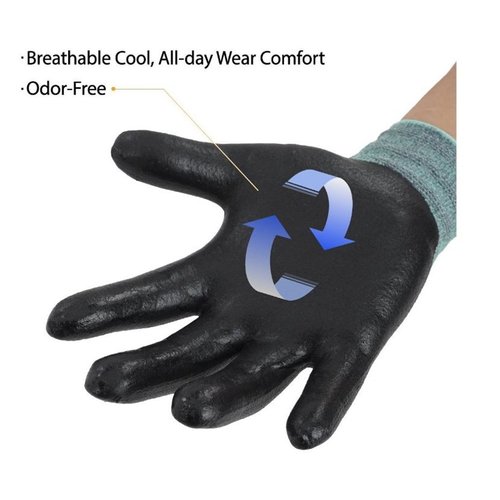 3M KOR Lightweight Nitrile Foam Coated Protective Gloves, Medium, Green, 10 Pairs