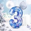 Lunmon 40 Inch Blue Snowflake Balloon Number 3 Snowflake Balloon Snowflake Birthday Balloons Decorations for Girls Birthday Snowflake Themed Party Supplies Winter Party Decorations(Number 3)