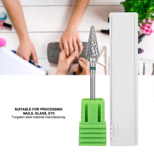 Nail Bit Drill Bits Cuticle for Cone Nails Shaped Conical Tip Sealing Removal Manicure Set For Tungsten Steel Art Electric Tapered Carbide Pedicure Grinding Head Tools Home Salon (Green)