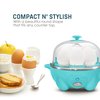 Elite Gourmet EGC-007T# Rapid Egg Cooker, 7 Easy-To-Peel, Hard, Medium, Soft Boiled Eggs, Poacher, Omelet Maker, Auto Shut-Off, Alarm, 16-Recipe Booklet, Teal
