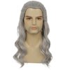 Tseses Long Grey Curly Men Wigs Wavy Synthetic Mullet Wig 70s 80s Natural Rocker Mullet Party Funny Wig Costume Wig