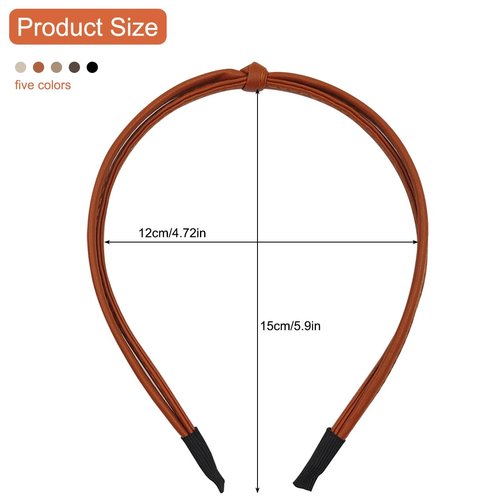 YuCool 5 Pcs Leather Headbands for Woman, Cute Knotted Fashion Headbands for Women Knotted Headband Non Slip Knot Thin Headbands Hair Styling Accessories Women Girls