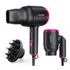 Wavytalk Hair Dryer with Diffuser, Foldable Hair Blow Dryer, 1600W Lightweight Diffuser Hair Dryer for Curly Hair, Black