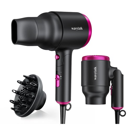 Wavytalk Hair Dryer with Diffuser, Foldable Hair Blow Dryer, 1600W Lightweight Diffuser Hair Drye...