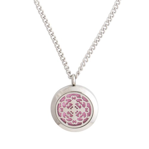 Wild Essentials Cross Essential Oil Diffuser Necklace, Stainless Steel Locket Pendant with 24 inch Chain, 12 Color Refill Pads, Customizable Color Changing Perfume Jewelry for Aromatherapy