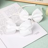 DEEKA 2 PCS 4" White Bow Headband Grosgrain Ribbon Hair Bows for Toddlers Hair Band Accessories for Little Girls Kids Set of 2 -White