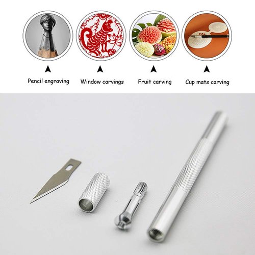 Comidox 2 Sets Stainless Steel Precision Carving Cutter Craft Knife Solid Metal Pen Knife Razor Tool for Phone PC Tablet Drone Repair DIY Art Work Sculpture