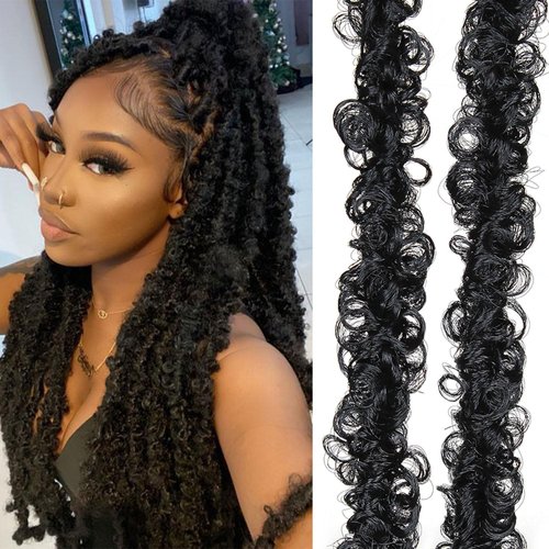 36 Inch Distressed Butterfly Locs Crochet Hair, 8 Packs Thick Distressed Locs Crochet Hair Long Black Butterfly Jumbo Loc Pre Looped Light Weight(36Inch - 8Pack, 1B)