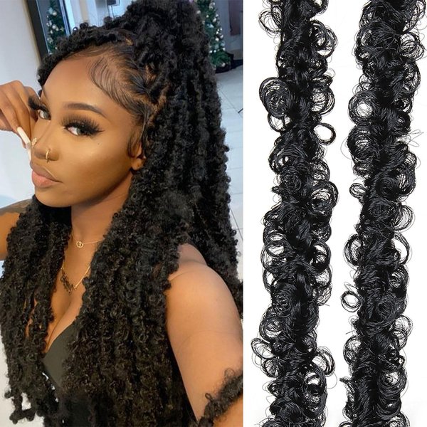 36 Inch Distressed Butterfly Locs Crochet Hair, 8 Packs Thick Distressed Locs Crochet Hair Long Black Butterfly Jumbo Loc Pre Looped Light Weight(36Inch - 8Pack, 1B)