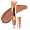 MEICOLY Liquid Contour Beauty Wand,Cream Contour Stick with Cushion Applicator,Liquid Bronzer Stick for Women and Girl,Blendable Long Lasting Smoothly Silky Contour Makeup,Cruelty-free,Medium to Dark