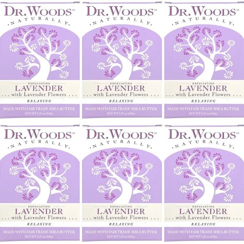 Dr. Woods Exfoliating Lavender Bar Soap with Organic Shea Butter, 5.25 oz (Pack of 6)