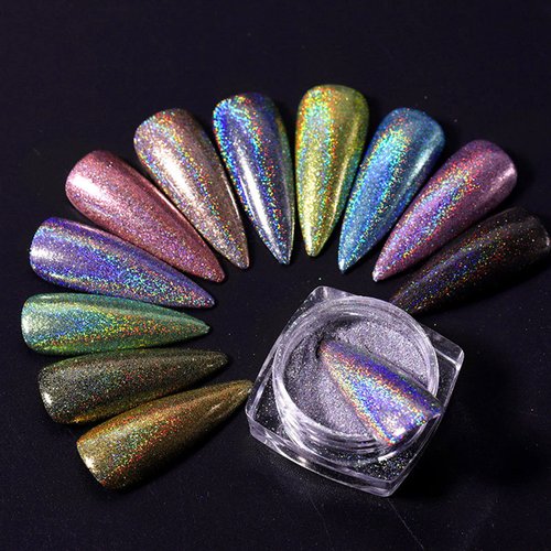 RsoeFlower 12 Colours Chrome Nail Powder,Nail Glitter Iridescent Nail Powder, Pearl Effect Nail Powder Shell Nail Glitter Dust Nail Powder with Magic Mirror Effect for Nail Art Design Decoration
