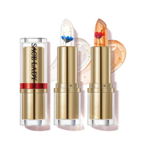SACE LADY Tinted Lip Balm Set, 24K Golden Hydrating Lip Moisturizer with Vitamin E, Lasting Transfer-proof Color Changing Lipstick Kit for Dry & Cracked Lips