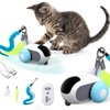 BABORUI 3.0 Upgraded Cat Interactive Toy with 2-Speed Adjustment, Remote Control Cat Enrichment Toys for Indoor Cats, Automatic Cat Toys with Feathers, Rechargeable Moving Cat Toy Car for Indoor Cats