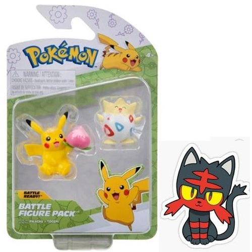 Pokemon Battle Figure Action Ready 2 Pack with Bonus Sticker (Spring Easter Pikachu and Togepi)
