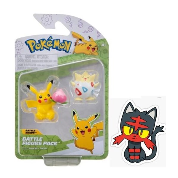 Pokemon Battle Figure Action Ready 2 Pack with Bonus Sticker (Spring Easter Pikachu and Togepi)