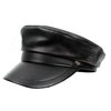 Brcus Women Yacht Captain Sailor Hat PU Newsboy Cabbie Baker Boy Peaked Beret Cap Black#2