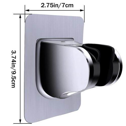 1Pcs Strong Adhesive Waterproof Shower Head Stand, Self Adhesive Shower Head Holder, Adjustable Handheld Shower Holder NO Drilling Wall Mount Waterproof for Shower Room, Chrome