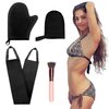 4 Pcs Self Tanner Mitt Applicator Kit - Self Tanning Mitt Glove,Self Tanner Back Applicator,Mini Face Tanner Mitt,Face Tanner Brush Soft Streak-Free Reusable & Washable for Women Girl Men (Black)