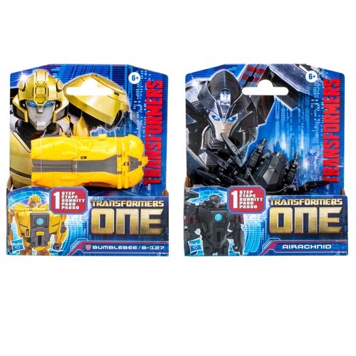 Transformers: One Cog Changer Bumblebee (B-127) & Airachnid, 4-Inch Robot Action Figures, Interactive Toys for Boys & Girls Ages 6 and Up