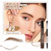 3D Microblading Eyebrow Pencil, 2024 New Waterproof Microblading Eyebrow Pencil Contouring Pen with 4 Fork Tip & Spoolie Brush, Precise Brush-Tip Create Natural Hair-Like Brows (#2 Dark Brown)