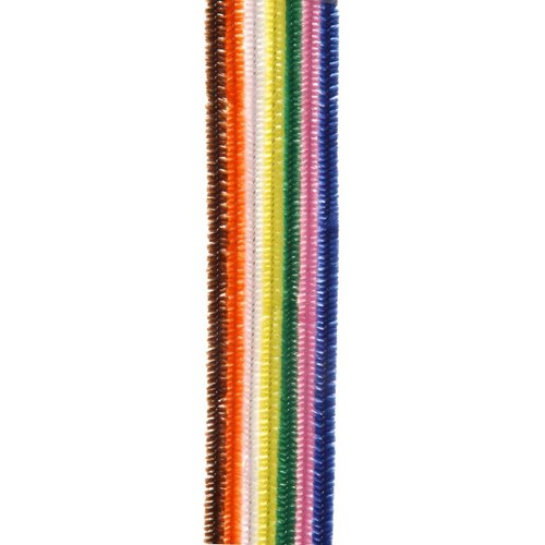 CRAFT DESINGER 10166-11 Chenille Stems AST Colors 6Mmx12In 100Pc Bx, Assorted