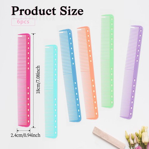6Pcs Carbon Cutting Combs for Hair Stylist Heat Resistance Carbon Combs Haircutting Combs Professional Barber Comb All Purpose Hair Stylist Combs Medium and Fine Tooth for Salon Man Woman Clipper Cuts