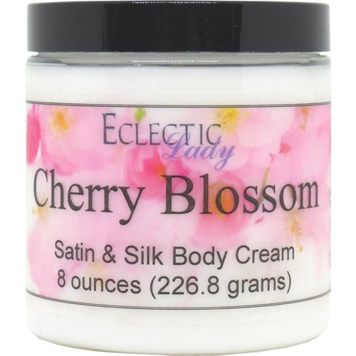 Cherry Blossom Satin and Silk Cream, Body Cream, Body Lotion, 8 oz