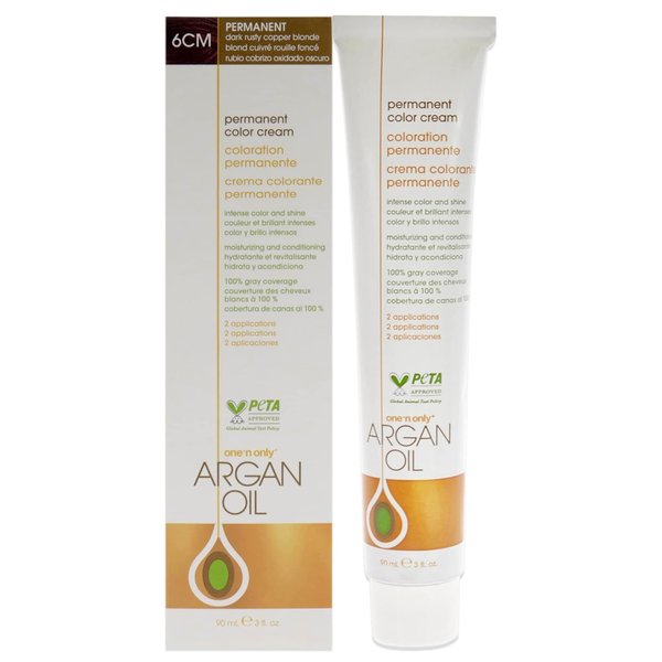 One N' Only Permanent Hair Color - Permanent Hair Dye Made with Argan Oil - Delivers Rich, Accurate Tones with Gray Coverage - Improves Moisture & Elasticity - 6CM Dark Rusty Copper Blonde (3 oz)