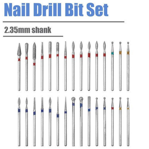 Mesee 30 Pieces Nail Drill Bits Kit, Diamond Cuticle Clean Nail Bit Manicure Pedicure Cuticle Acrylic Gel Nail Polish Rotary Burrs for Electric Nail File Machine