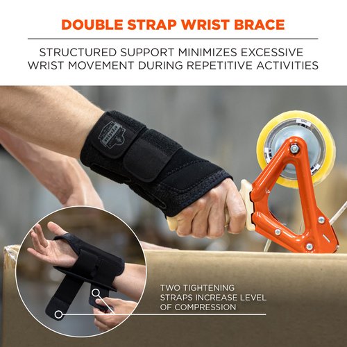 Ergodyne ProFlex 4015 Wrist Brace, Splint Open Stay for Structured Wrist Support, Adjustable Double Strap