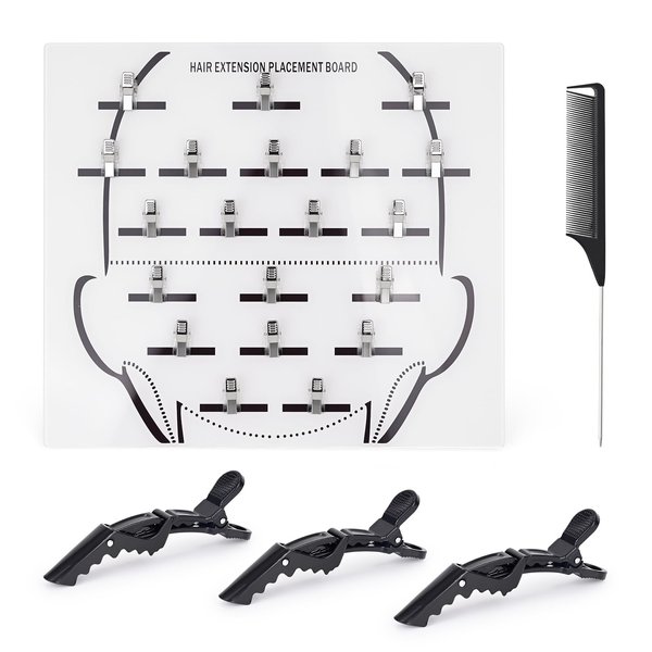 EHDIS Hair Extension Holder, Hair Dye Plate Hair Extension Display Board, Hair Extensions Hanger Carrier Hair Display Holder Rack with Clips with Clip for Salon Tray Cart, Hair Extension Organizer