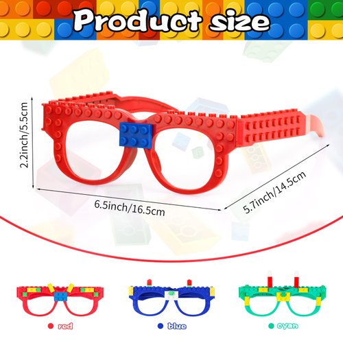 Atiloy 15 PCS Building Blocks Party Favors DIY Creative Building Bricks Glasses for Kids Birthday Carnival Party Games Toys Decorations Supplies
