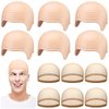 Chunyin 12 Pieces Halloween Bald Caps Set Includes 6 Pieces Latex Bald Cap and 6 Pieces Wig Scull Cap for Women Men Adults April Fools Party Supplies