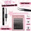 Fluffy Lash Clusters Kit 100pcs DIY Lash Extension Kit, Wispy Lash Clusters Kit Natural 8-16mm D Curl Eyelashes Extension Kit with Lash Bond and Seal and Lash Tweezers(100P-20Z-Kit)