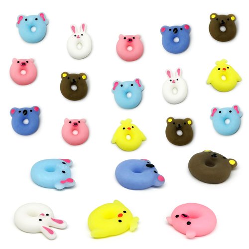 JIAHO 6 Pcs Kawaii Squishies, Donut Mochi Squishy Toys for Kids Party Favors, Mini Animals Sensory Toys for Easter Basket Stuffers and Egg Fillers, Squishy Fidget Toys Bulk for Kids Prizes