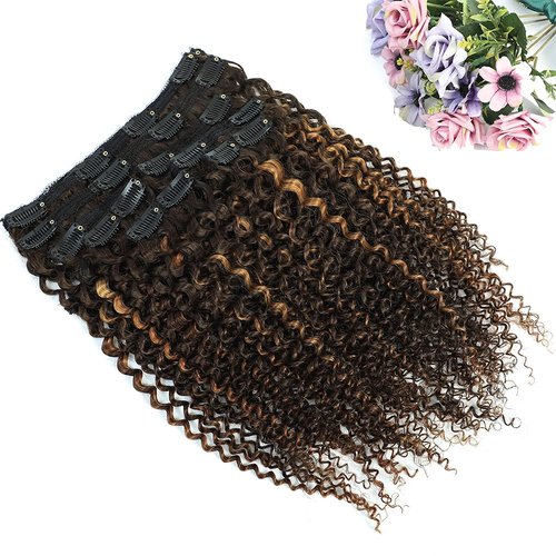 Urbeauty 4/30 Kinky Curly 10 Inch 3c 4a Clip in Hair Extensions for Black Women Chocolate Brown M...