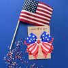 Beleki 4th of July Hair Bow for Girls, 2 Pcs Red White Blue American Flag Hair Bow Clips Patriotic Stars Stripes Hair Clip Sparkly Hair Accessories for Independence Day Fourth of July