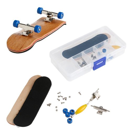 1 Pack Professional Mini Maple Wooden Fingerboards, Finger Skateboard Toy Set for Kids (Light Blue)